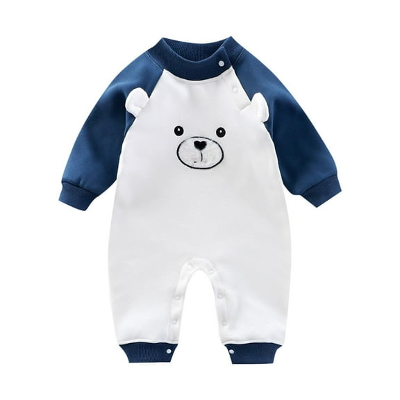 ZQUUVOU Unisex Newborn Baby Fall Romper Cotton Cute Bear Jumpsuit Playsuits Cozy Sporty Breathable Cute Clothes Home Pajamas Blue