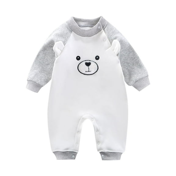 ZQUUVOU Unisex Newborn Baby Fall Romper Cotton Cute Bear Jumpsuit Playsuits Cozy Sporty Breathable Cute Clothes Home Pajamas Gray