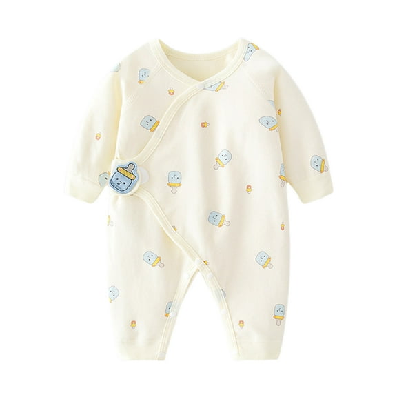 ZQUUVOU Unisex Newborn Baby Fall Romper Long Sleeved Cotton Sleeper Warm Cozy Soft Pajamas Coming Home Outfit Beige