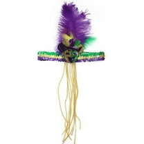 ZQUUVOU Unisex Party Carnival Feather Headband with Sequin Accent Hair Accessory for Masquerade Events Beige