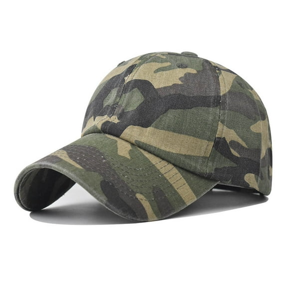 ZQUUVOU Unisex Washed Cotton Baseball Cap Vintage Camouflage Distressed Hat Adjustable Sun Protection Outdoor Yellow