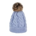thumbnail image 1 of ZQUUVOU Unisex Winter Knitted Beanie Hat Knitted Beanie with Faux Fur Pom Casual Hat Warm Ski Hat Running Sports Hat Light Blue, 1 of 2
