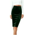 thumbnail image 1 of ZQUUVOU Velvet Pencil Skirt for Women Solid Color High Waist Back Zipper Slit Bodycon Midi Skirt Elegant Office Olive Green, 1 of 8