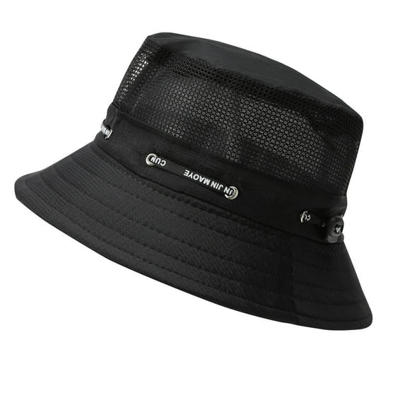 ZQUUVOU Waterproof Bucket Hats for Men Plain Color Mesh Breathable Outdoor Boonie Hat Foldable Fishing Hiking Sun Caps Black