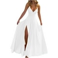 thumbnail image 1 of ZQUUVOU Wedding Guest Dress for Ladies Bodycon Mermaid Evening Cocktail Long Dress Elegant Slim Sleeveless V-neck Slit Dress White, 1 of 6