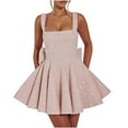 thumbnail image 1 of ZQUUVOU Wedding Guest Dress for Women Teen Sparkly Sequin Homecoming Dresse Bow Belt Dress Short Square Neck Cocktail Dresses Pink, 1 of 8