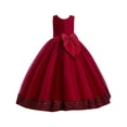 thumbnail image 1 of ZQUUVOU Wedding Pageant Dress for Girls Summer Sleeveless Tulle Sequin High Low Train Flower Girl Performance Party Dresses Red, 1 of 6