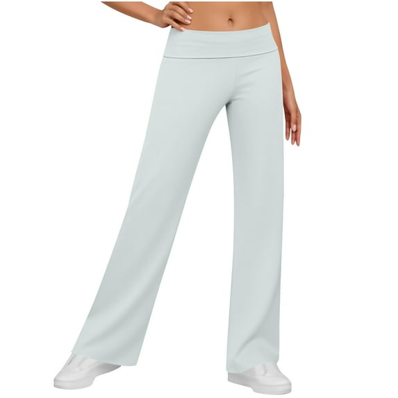ZQUUVOU Wide Leg Yoga Pants for Women Low Rise Fold Over Waistband Comfortable Lounge Pants Exercise Fitness Casual Gray