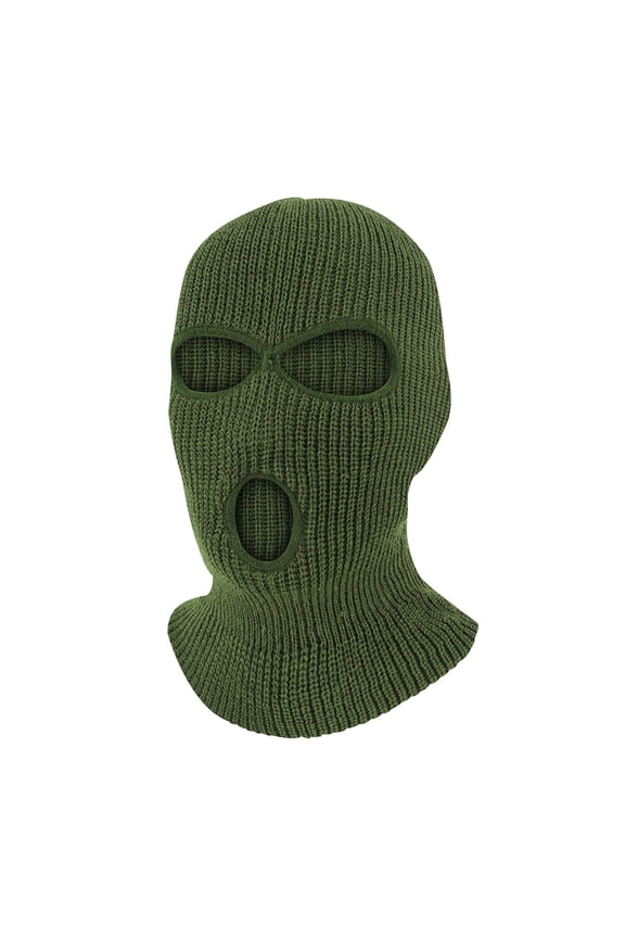 Winter Balaclava Ski Mask 3 Hole Knitted Thermal Warm Knit Beanie Balaclava for Outdoor Sports Motorcycle Helmet Olive Green