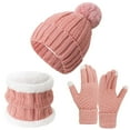 thumbnail image 1 of ZQUUVOU Winter Beanie Hat Scarf Gloves Set for Men Women Knitted Warm Gloves Hats with Faux Fur Pom Scarves Set with Thick Velvet Hat Pink, 1 of 3