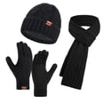 thumbnail image 1 of ZQUUVOU Winter Beanie Hat Scarf Gloves Set for Unisex Casual Solid Color Warmer Knit Scarf Touchscreen Gloves 3 Gift Set Black, 1 of 5