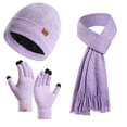 thumbnail image 1 of ZQUUVOU Winter Beanie Hat Scarf Gloves Set for Women Cute Thick Skull Caps Touchscreen Gloves Long Scarf Snow Outdoor Set Purple, 1 of 4
