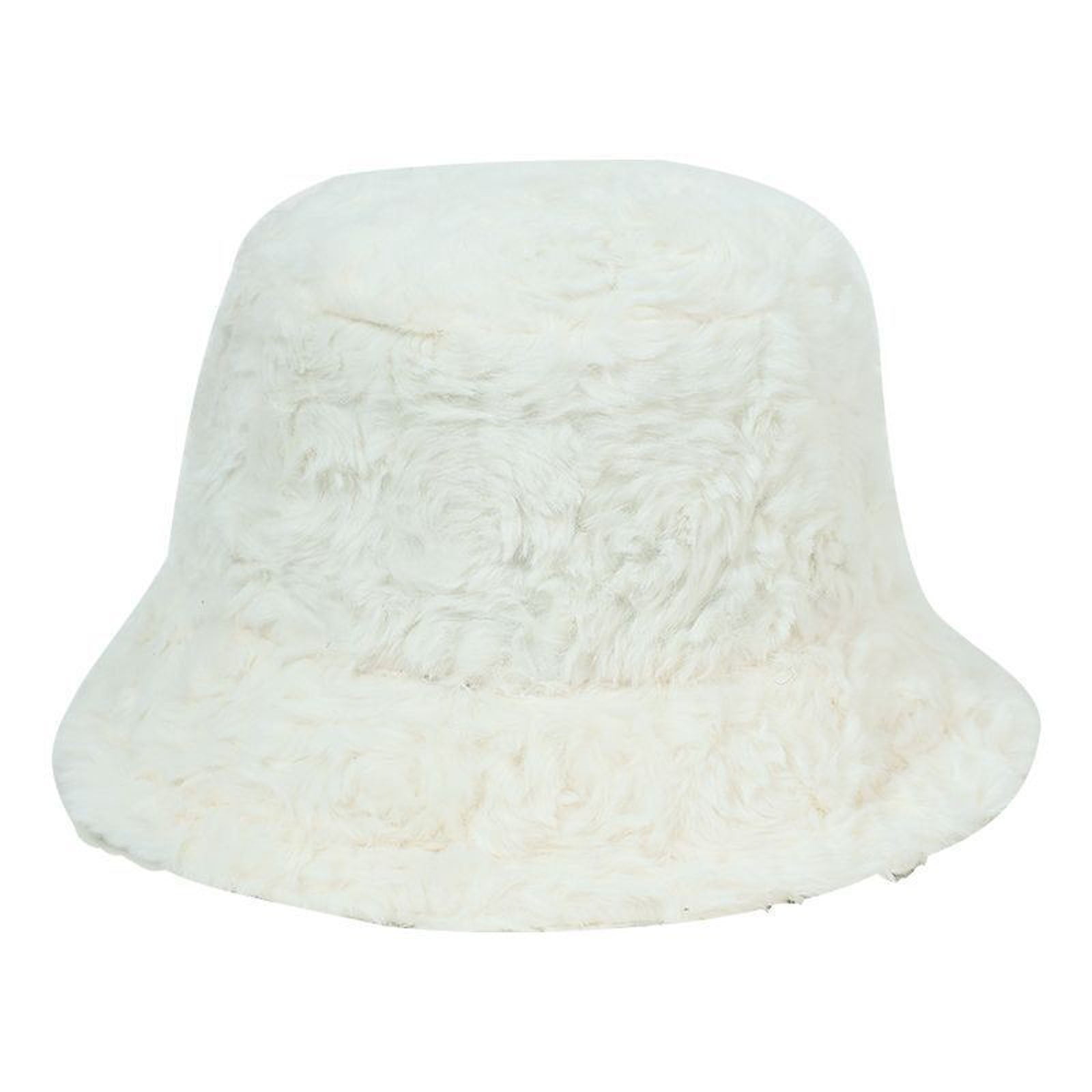 Winter Faux Fur Bucket Hat Fuzzy Warm Style for Women Men Bucket Fuzzy Hat for Women Winter Furry Plush Faux Fur Hats  main image 3