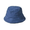 thumbnail image 1 of ZQUUVOU Winter Bucket Hat for Women Men Vintage Faux Fur Fuzzy Bucket Hat Fluffy Warm Hat Teddy Style Fisherman Hat Blue, 1 of 5