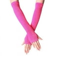 thumbnail image 1 of ZQUUVOU Winter Fingerless Gloves for Men Women Solid Color Wrist Arm Hand Warmer Knitted Long Fingerless Gloves Mitten Hot Pink, 1 of 3