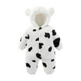 thumbnail image 1 of ZQUUVOU Winter Fleece Rompers for Baby Newborn Toddler Cute Cow Long Sleeve Hooded Romper Jumpsuits for Boys Girls White, 1 of 5