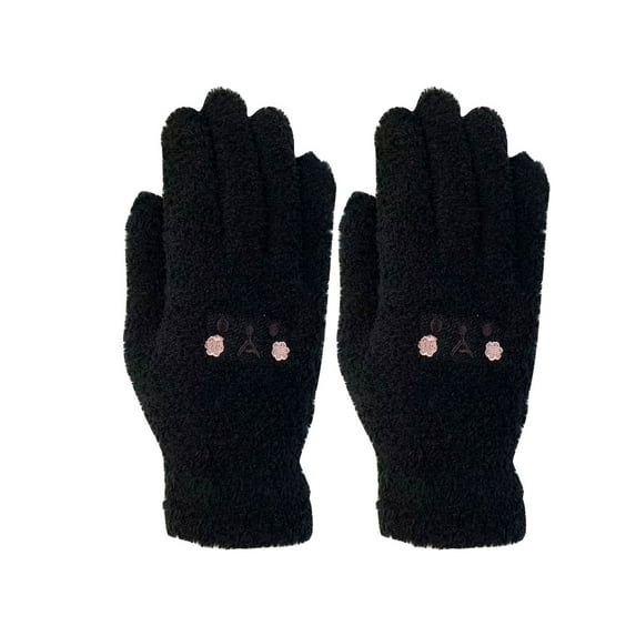 ZQUUVOU Winter Gloves for Men Women Thicken Warm Gloves Fleece Lined Solid Color Touchscreen Knitted Elastic Cuff Gloves Black