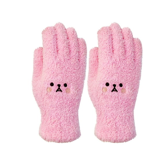 ZQUUVOU Winter Gloves for Men Women Thicken Warm Gloves Fleece Lined Solid Color Touchscreen Knitted Elastic Cuff Gloves Pink