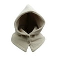 thumbnail image 1 of ZQUUVOU Winter Hats for Women Men Hooded Scarf Hat with Button Balaclava Knitted Skull Cap Beanie Hat Neck Warmer Gaiters Beige, 1 of 5