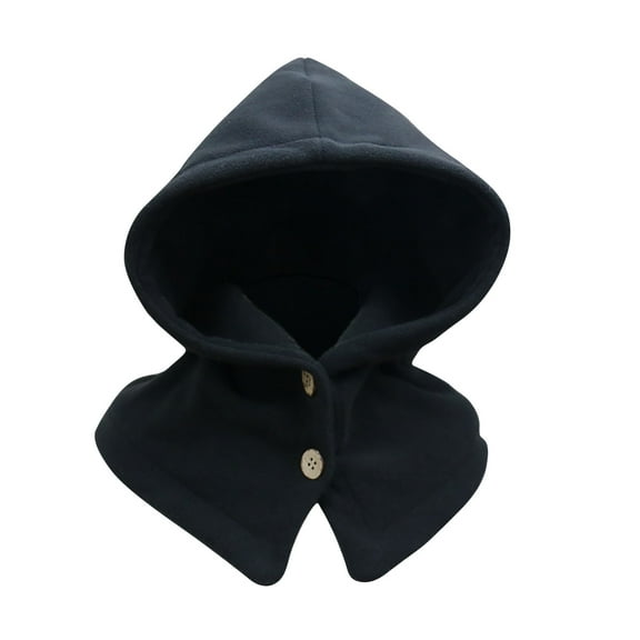 ZQUUVOU Winter Hats for Women Men Hooded Scarf Hat with Button Balaclava Knitted Skull Cap Beanie Hat Neck Warmer Gaiters Black