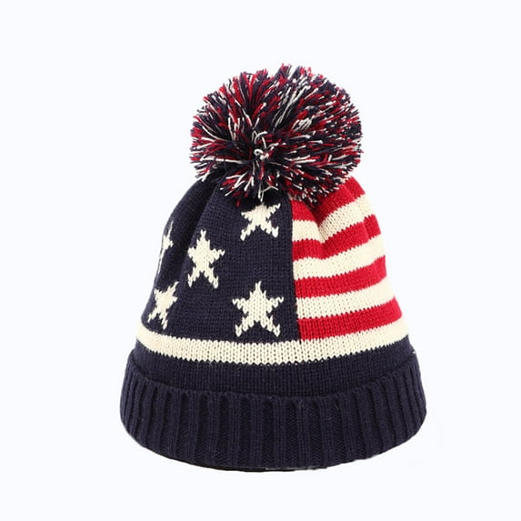 ZQUUVOU Winter Knitted Beanie Hat for Men Women Vintage Outdoor Pom-Pom Cuffed SKi Hat Adult Caps Knitted Warm Protection Cap Dark Blue A