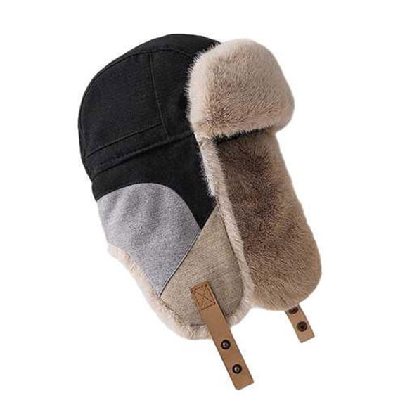 ZQUUVOU Winter Trapper Hat for Men Women Fleece Lined Warm Hats with Ear Flaps Windproof Waterproof Russian Hats Black