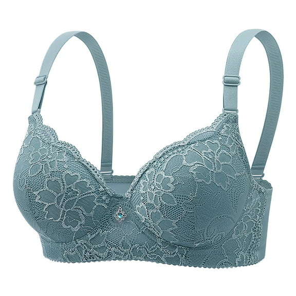 ZQUUVOU Woman's Lace Flower Bra Push Up Bra Supportive Comfortable Design Daily Bra Underwear Breathable Stretchy Bra Light Blue