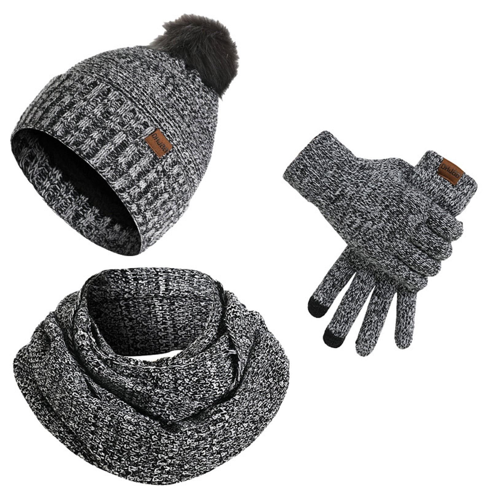 1899 Womens Winter Beanie Hat Scarf Glovess Set Warm Fleece Lined Winter Hat scarf and gloves set for womenWomens Winter Hat Scarf Glove  main image 3