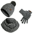 thumbnail image 1 of ZQUUVOU Woman's Winter Beanie Hat Scarf Gloves Set Casual Warm Snow Knit Skull Cap with Faux Fur Pom Solid Color Hat Scarf Glove Set Gray, 1 of 5