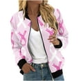 thumbnail image 1 of ZQUUVOU Women Breast Cancer Day Jacket Ladies Casual Printed Cardigan Jacket Fashion Zip Up Long Sleeved Tops Outwear Pink, 1 of 5