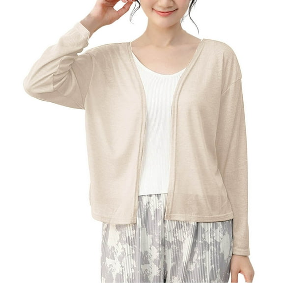 ZQUUVOU Women Business Blazers with Solid Color Long Sleeve Pocket Suit Jacket (Beige,M)