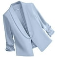 thumbnail image 1 of ZQUUVOU Women Business Blazers with Solid Color Long Sleeve Pocket Suit Jacket (Blue,S), 1 of 5