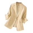 thumbnail image 1 of ZQUUVOU Women Business Blazers with Solid Color Long Sleeve Pocket Suit Jacket (Khaki,2XL), 1 of 9