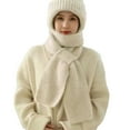 thumbnail image 1 of ZQUUVOU Women Hooded Scarf Integrated Ear Protection Windproof Cap Scarf 2 In 1 Winter Warm Knitted Hat Scarf Thickening Hat Scarf Beige, 1 of 5
