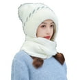 thumbnail image 1 of ZQUUVOU Women Hooded Scarf Integrated Elastic Soft Beanie Hat Ear Protection Windproof Scarf Winter Warm Knitted Hat Scarf White, 1 of 5
