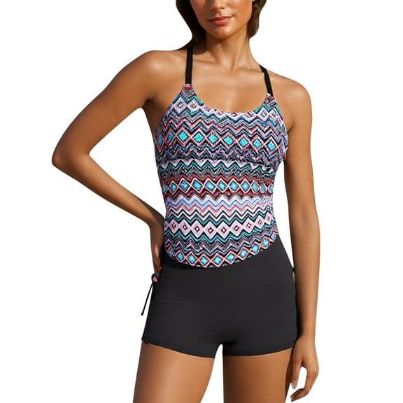 ZQUUVOU Women Swimsuits Sling Tanks Bikinis Printed Bathing Swimsuits Split Suit Swimwear (G-Multicolor,M)
