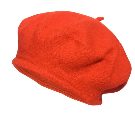 ZQUUVOU Women Wool Beret Hats Solid Color Classic Beanie Winter Cap Beanie Hats Fashion Beret Caps for Girls Lady Orange