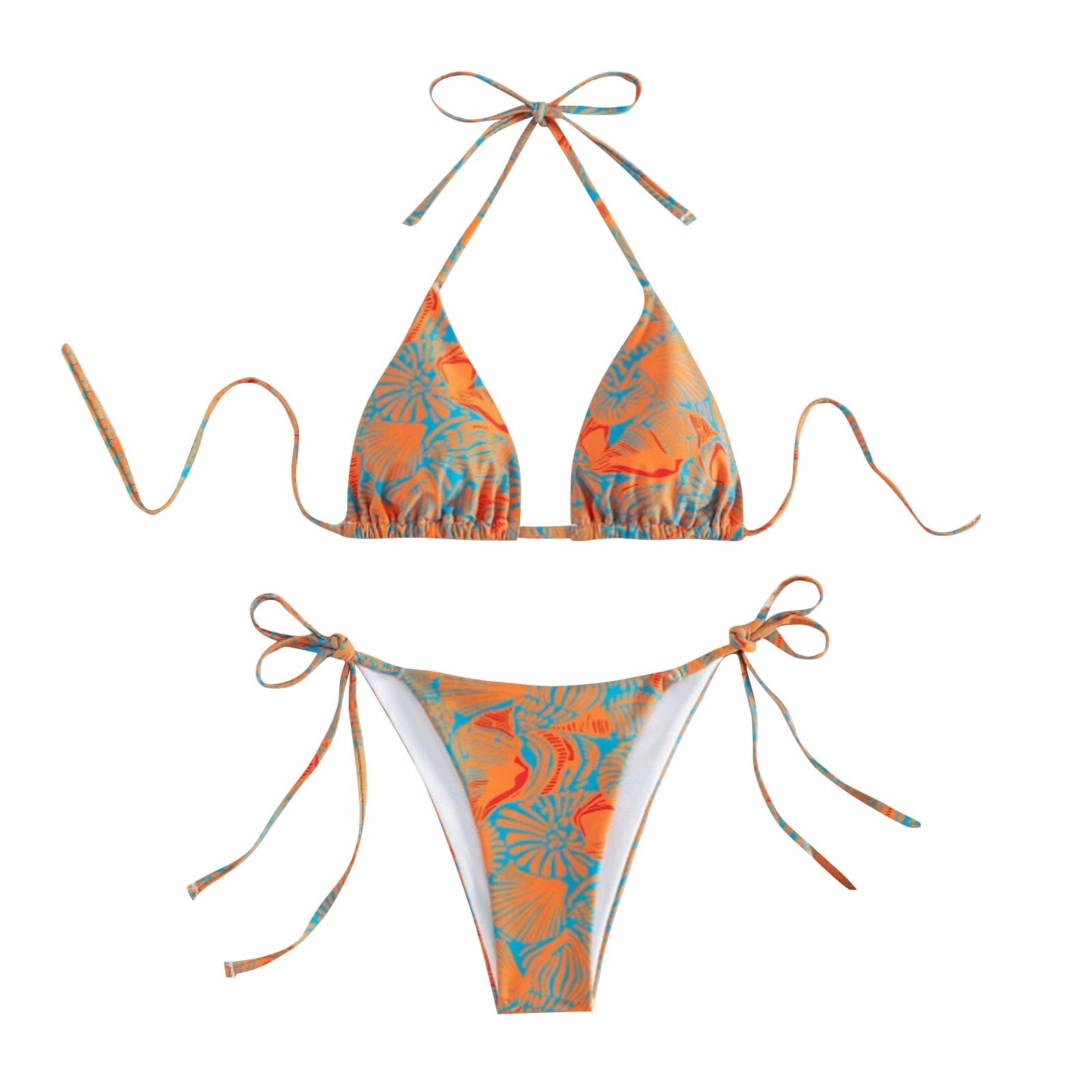 Wyongtao Two Piece Bathing Suits Ruffle Bikini Top Off