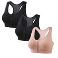 thumbnail image 1 of ZQUUVOU Women's 3 Pack Racerback Sports Bra Wireless Front Zip Crisscross Back Push Up Medium Support Yoga Workout Gym Bra, 1 of 9