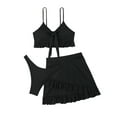 thumbnail image 1 of ZQUUVOU Women's 3 Piece Swimsuits Ruffle Hem Tummy Control Beachwear with Cover Up Skirt Modest Bathing Suits Black, 1 of 7