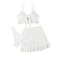 thumbnail image 1 of ZQUUVOU Women's 3 Piece Swimsuits Ruffle Hem Tummy Control Beachwear with Cover Up Skirt Modest Bathing Suits White, 1 of 7