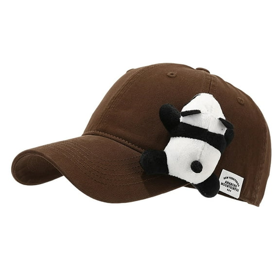 ZQUUVOU Women's 3D Panda Baseball Cap Sun Hat UV Protection Summer Outdoor Fashion Trendy Baseball Hip Hop Hat Coffee