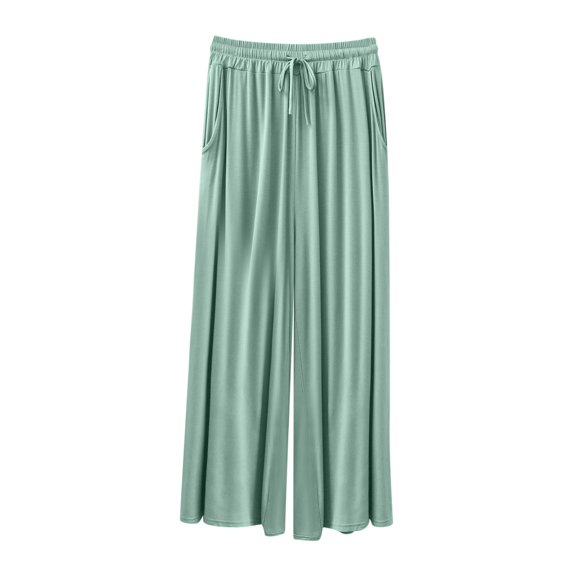 ZQUUVOU Women's Baggy Pants Plus Size High Waist Drawstring Wide Leg Pants Loose Lounge Wear Outdoor Home Pants Green
