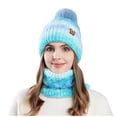 thumbnail image 1 of ZQUUVOU Women's Beanie Hat Scarf Set Winter Warm Hat Two-piece Set Plus Velvet Thick Gradient Color Knitted Wool Hat Blue, 1 of 5