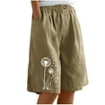 thumbnail image 1 of ZQUUVOU Women's Bemuda Shorts Solid Color Printed Drawstring Buttons Pockets (Khaki,XL), 1 of 7