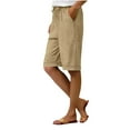 thumbnail image 1 of ZQUUVOU Women's Bermuda Shorts Solid Color Elastic Waist Sports Casual with Side Pockets Shorts(Beige,L), 1 of 9