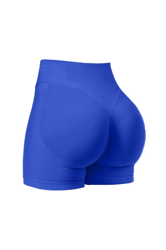 Women's Biker Shorts High-Waisted Tight Package Hip Straps Slim Elastic Yoga Sports Short(Blue,S)