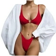 thumbnail image 1 of ZQUUVOU Women's Bikini 2 Piece High Warist Solid Color Swimsuit Bikinis (Red,S), 1 of 6