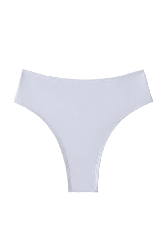Women's Bikini Bottom High Cut Cheey Thong Cross Criss V Cut Back Swimsuit Bottoms Soft Elegant Beach Vacation Swimwear White