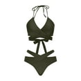 thumbnail image 1 of ZQUUVOU Women's Bikini Set 2025 Spring Solid Color Tummy Control Athletic Swimsuit Set (Olive Green,2XL), 1 of 4